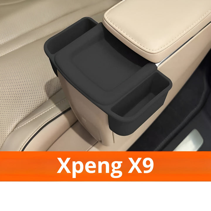 Xpeng X9 Zero gravity second row armrest wireless charging silicone organizer