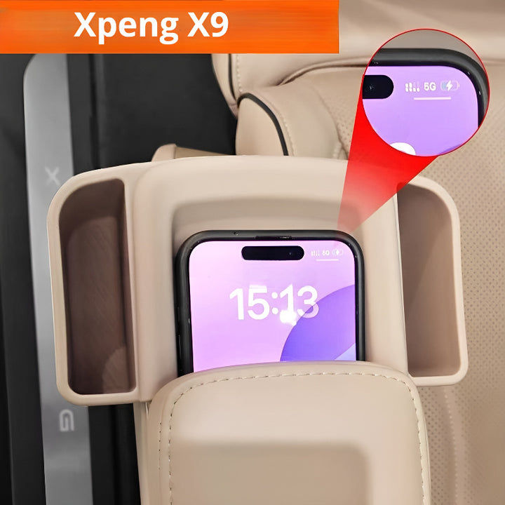 Xpeng X9 Zero gravity second row armrest wireless charging silicone organizer