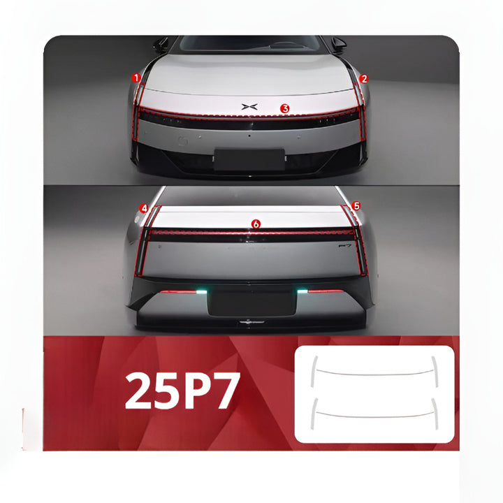 Xpeng P7 P7i P7+Transparent Smoked Black Protective Film