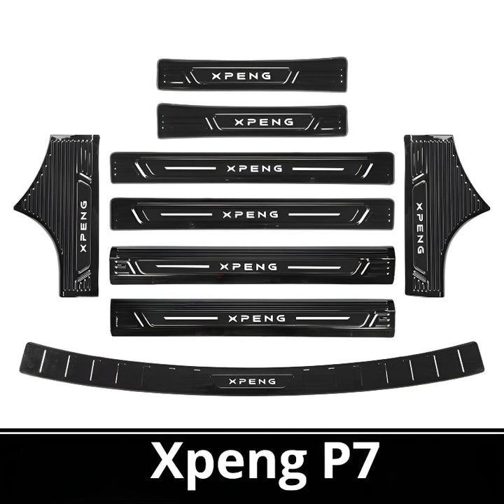 2025 Xpeng P7 Door Sill & Trunk Protection Strips | Stainless Steel Kick Guar