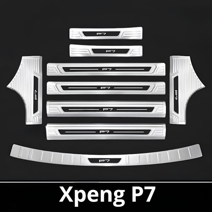 2025 Xpeng P7 Door Sill & Trunk Protection Strips | Stainless Steel Kick Guar