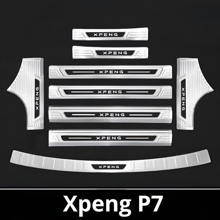 2025 Xpeng P7 Door Sill & Trunk Protection Strips | Stainless Steel Kick Guar