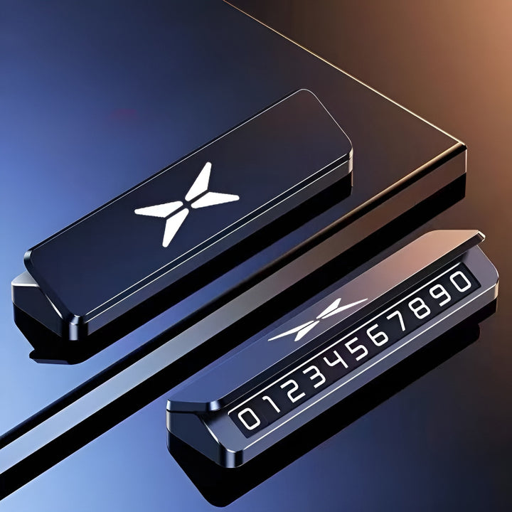 XPENG Temporary Parking Number Card with Hidden Phone Number Plate