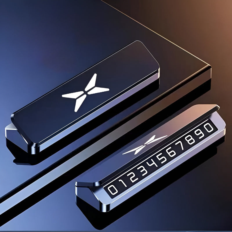 XPeng Parking Number Plate Silver Alloy Cover View
