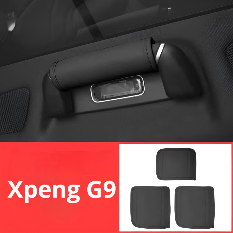 Black Xpeng G9 Car Roof Handle Cover, Black, skin-friendly leather interior protector	