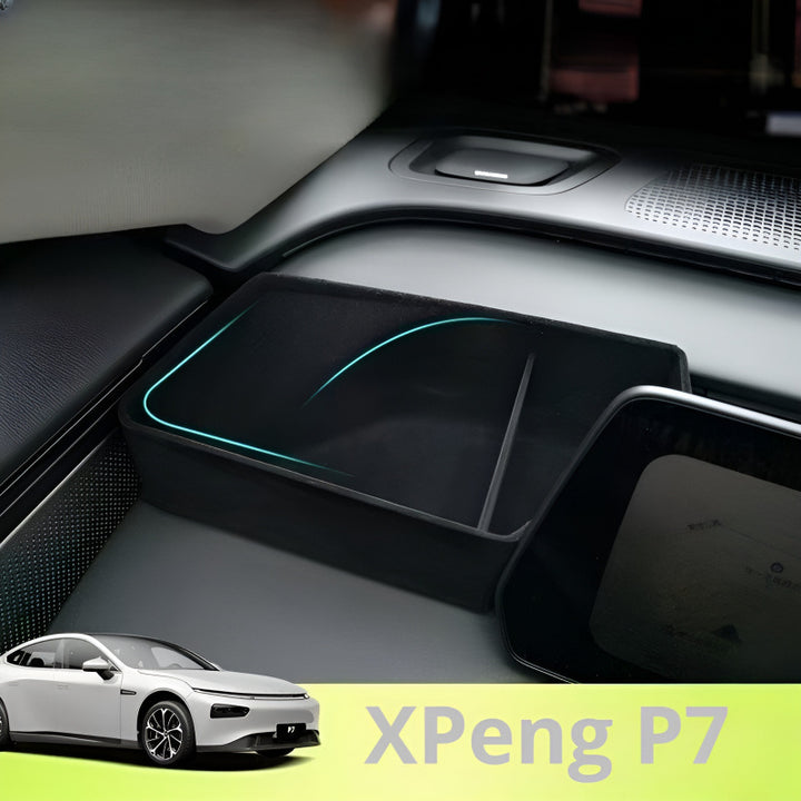  XPeng P7 center dash storage box installed in car 