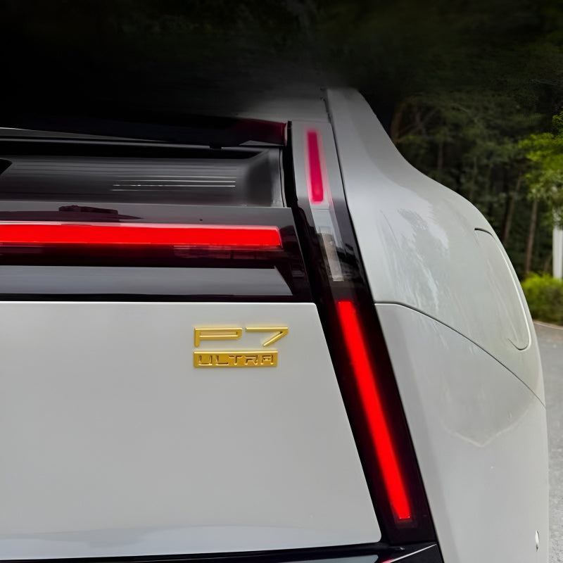  XPeng P7 Gold Badge On Car Display 