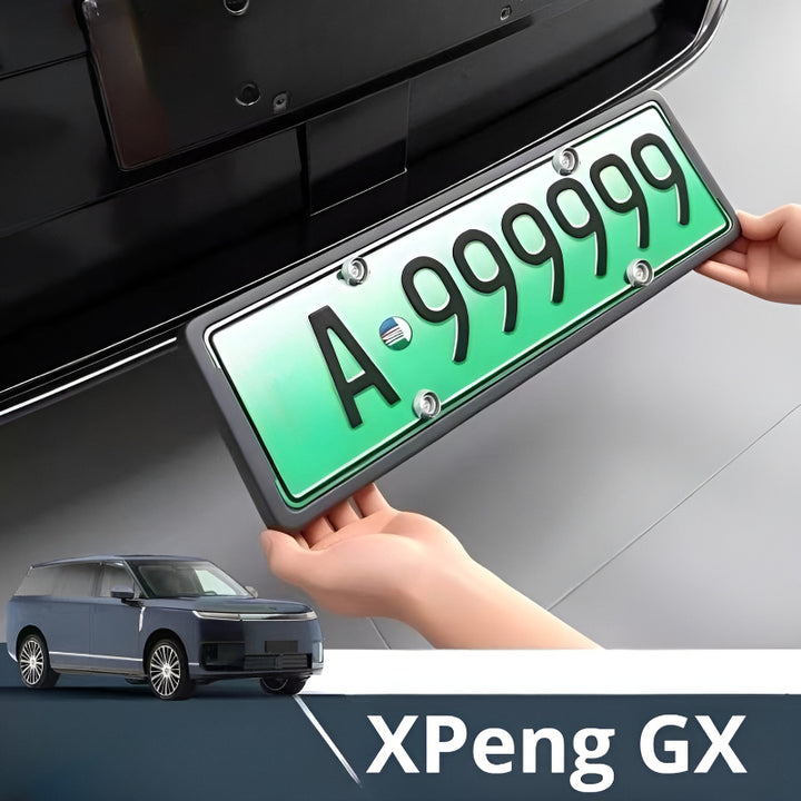  Matte black custom license plate frame for Xpeng GX, original car molded PP plate cover, car exterior decoration accessory