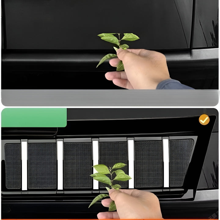 One-piece ultrasonic welded grille protector Xpeng P7+ Comparison of before and after installation
