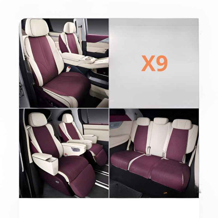 Nappa Leather Seat Cushion for 2025-2026 XPENG X9 2026 Cloud Rose Brown