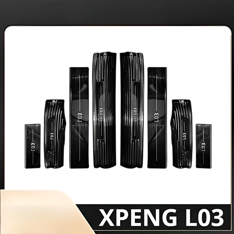 XPENG L03 Door Sill Protection Strips - 8 PCS Front & Rear Set Black Titanium