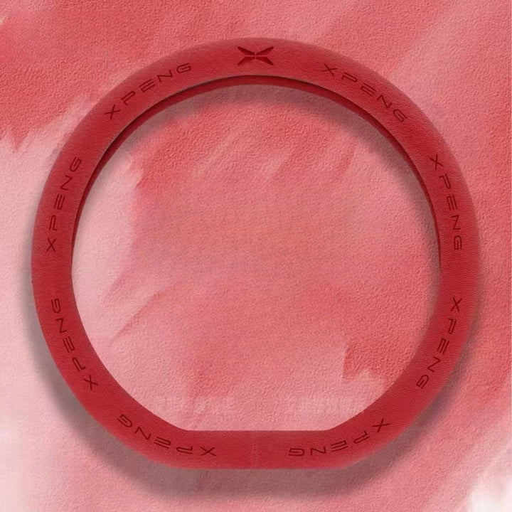 Suede Steering Wheel Cover for XPENG Type D Volcanic Red