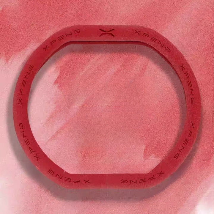 Suede Steering Wheel Cover for XPENG Double-D Type Volcanic Red