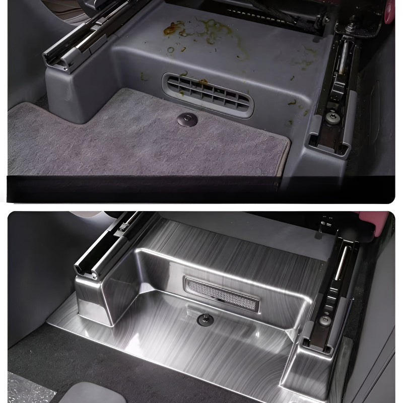 Under Seat Air Vent Protection Mat  ( 2pcs) for XPENG X9 Before and After Installation Comparison