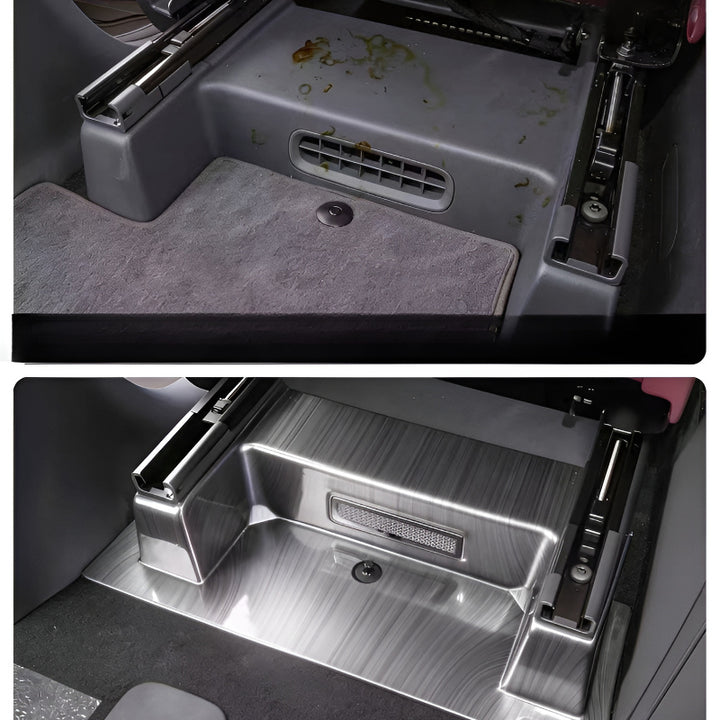Under Seat Air Vent Protection Mat  ( 2pcs) for XPENG X9 Before and After Installation Comparison