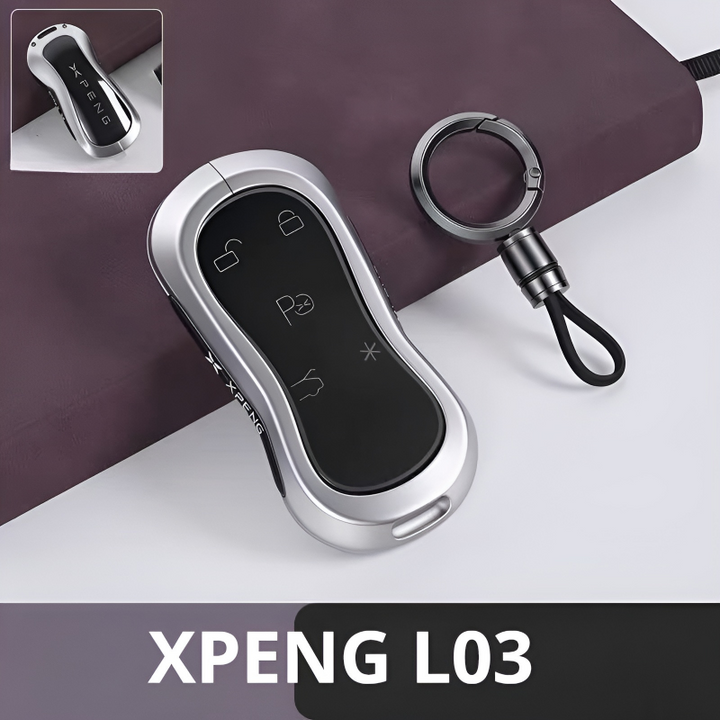 Zinc Alloy  Car Key Cover for XPENG L03 Round Buckle Silver