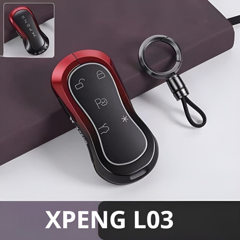 Zinc Alloy  Car Key Cover for XPENG L03 Round Buckle Gradient Red