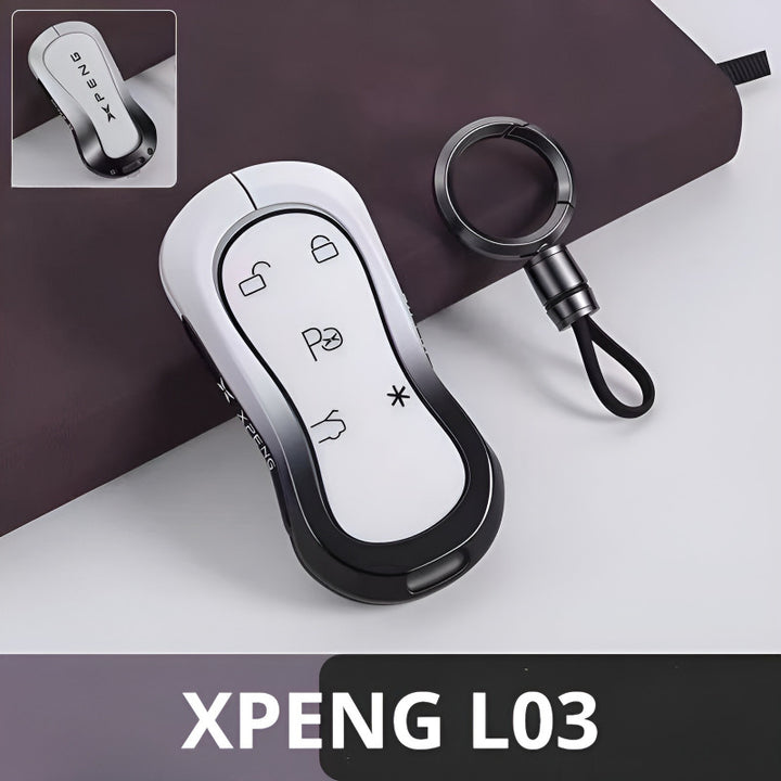 Zinc Alloy  Car Key Cover for XPENG L03 Round Buckle Gradient White