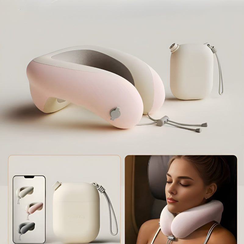 Inflatable U-Shaped Pillow Morning Mist Pink