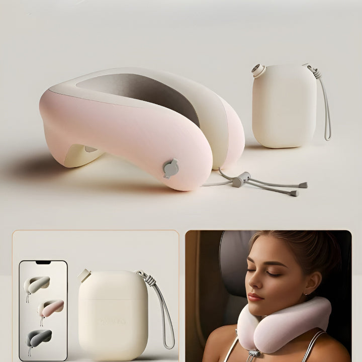 Inflatable U-Shaped Pillow Morning Mist Pink