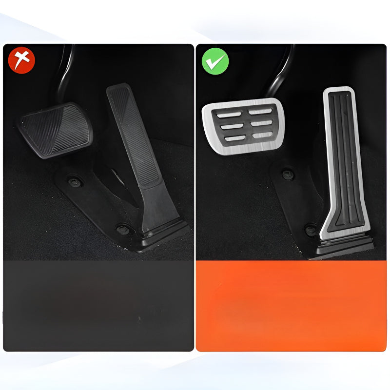 XPENG X9 Non-Slip Accelerator Brake Pedal Extenders Before and After Installation Comparison