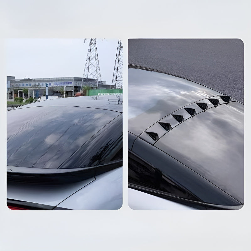 XPENG P7+ Shark Fin Roof Spoiler Before and After Installation Comparison