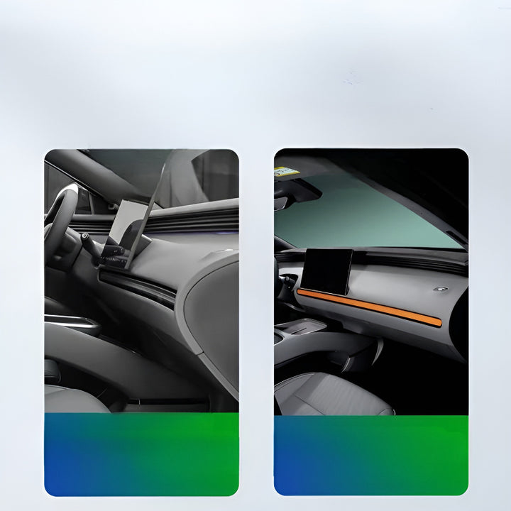 XPENG L03 Dashboard Ambient Lighting Decal Before and After Installation Comparison