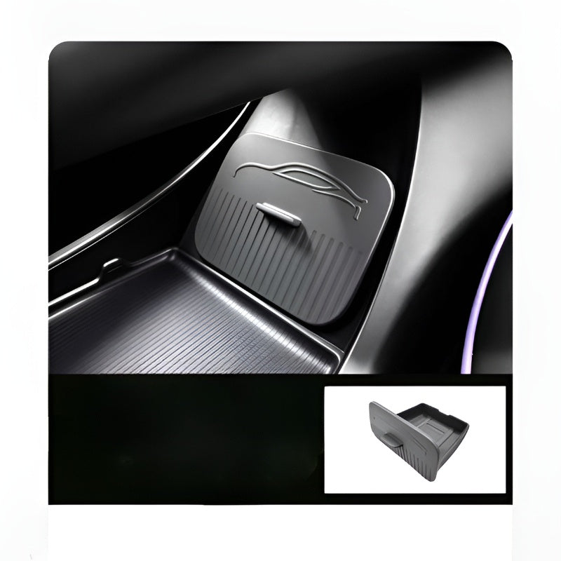 Hidden Storage Compartment Under the Center Console in the XPENG L03 Deep Space Gray