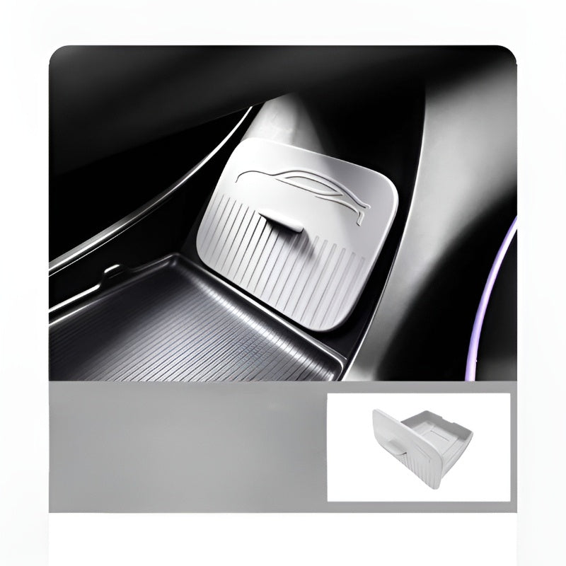Hidden Storage Compartment Under the Center Console in the XPENG L03 Gray Dignity