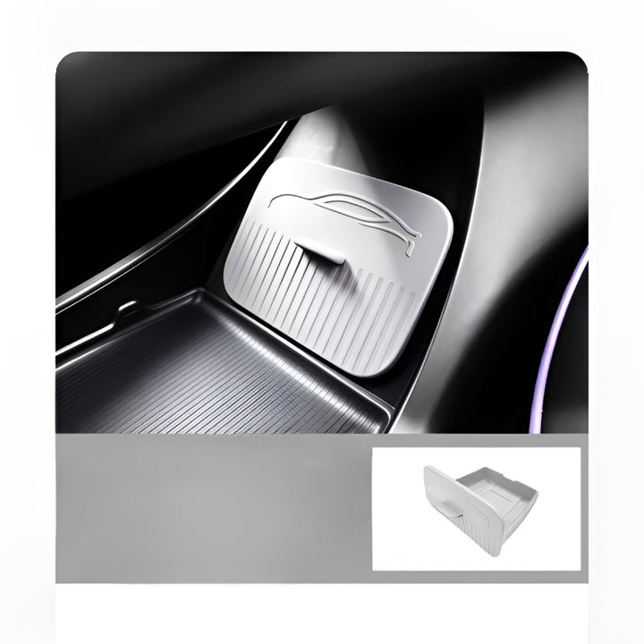 Hidden Storage Compartment Under the Center Console in the XPENG L03 Gray Dignity