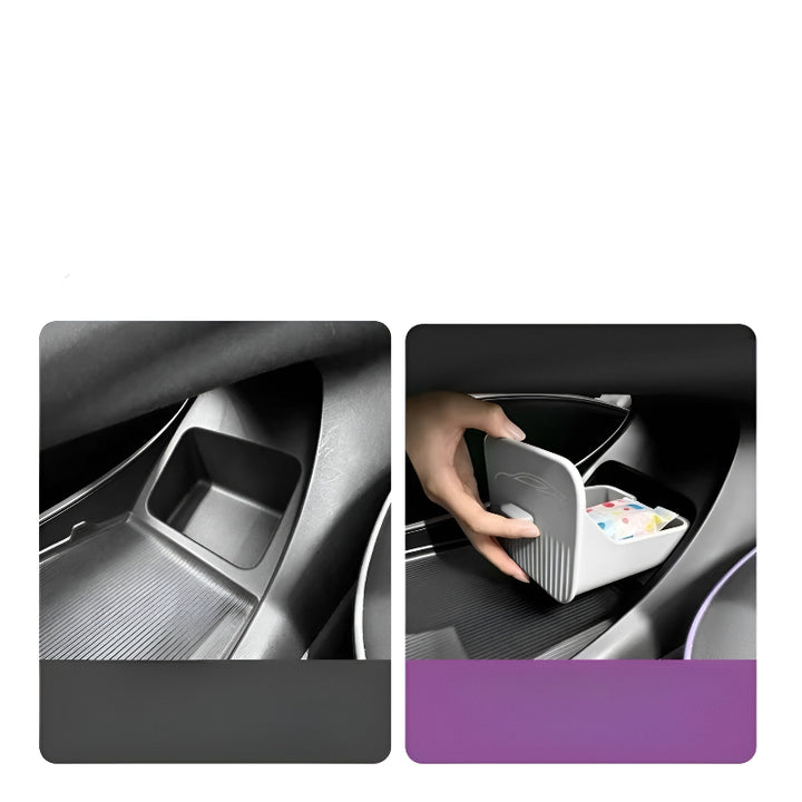 Hidden Storage Compartment Under the Center Console in the XPENG L03 Before and After Installation Comparison