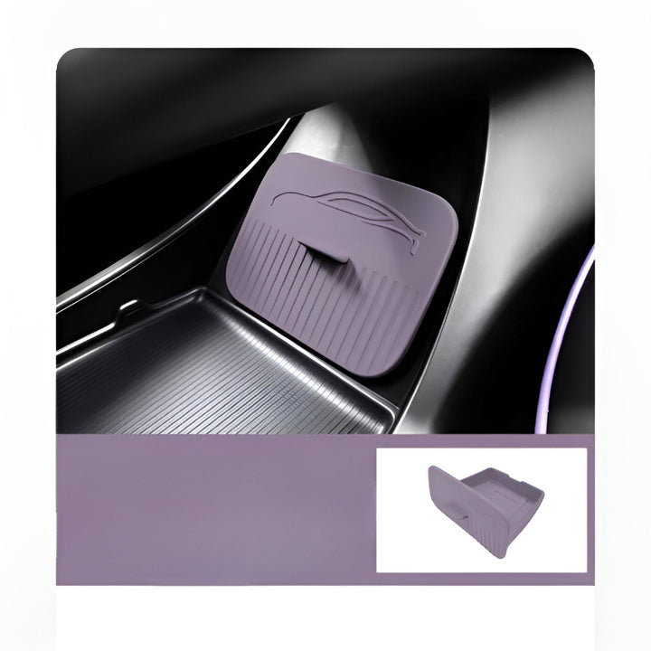 Hidden Storage Compartment Under the Center Console in the XPENG L03 Viola Purple