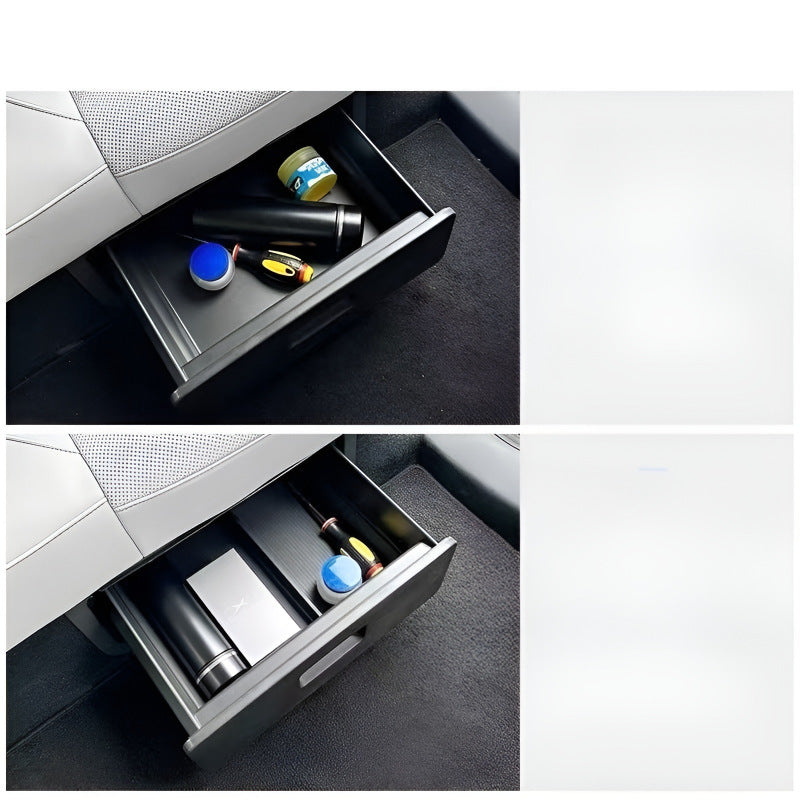 XPENG L03 Rear Seat Drawer Storage Box Before and After Installation Comparison