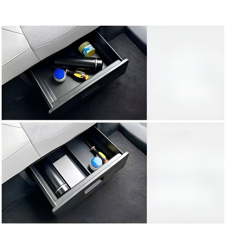 XPENG L03 Rear Seat Drawer Storage Box Before and After Installation Comparison
