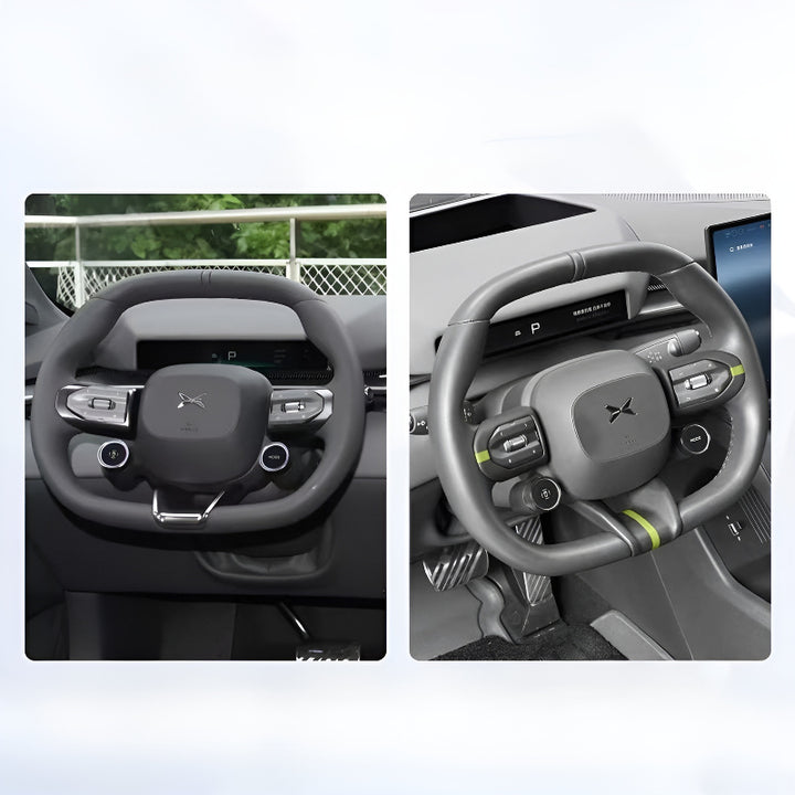 XPENG P7 2026 Steering Wheel Button Switch Trim Cover Before and After Installation Comparison