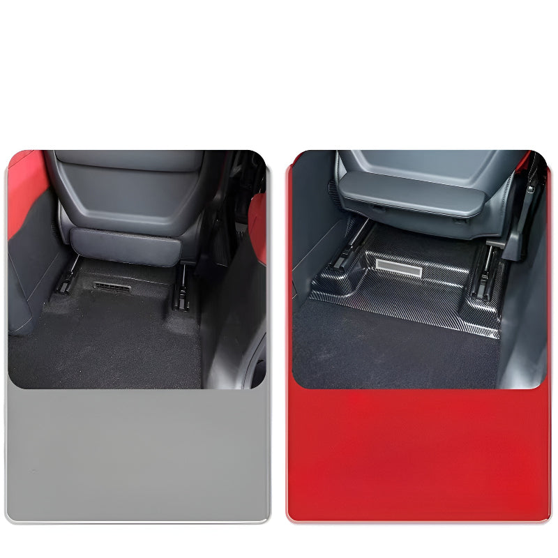 XPENG G9L Under-Seat Kick Plate Before and After Installation Comparison
