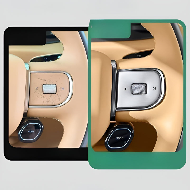 XPENG G9L Steering Wheel Button Switch Trim Cover Before and After Installation Comparison