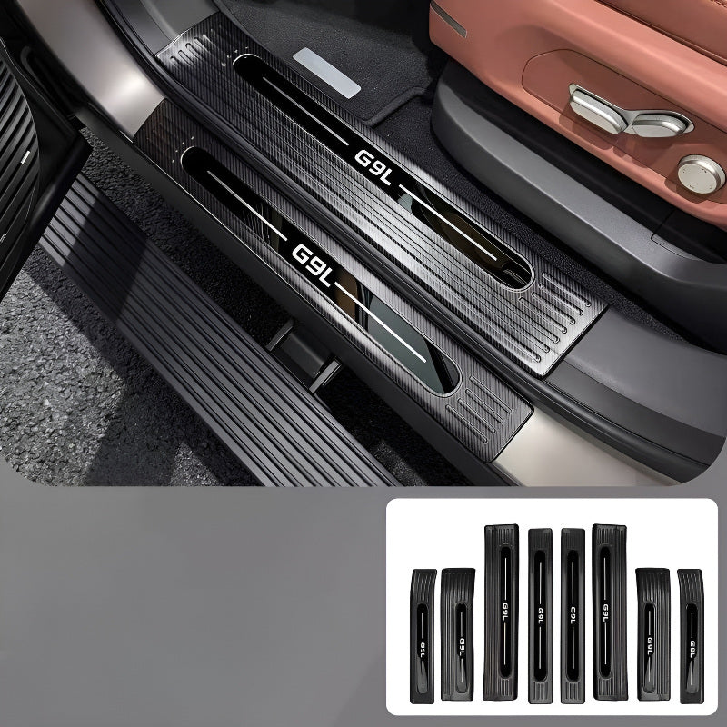 XPENG G9L Door Sill and Trunk Protection Strips 8 Pieces Carbon Fiber Pattern