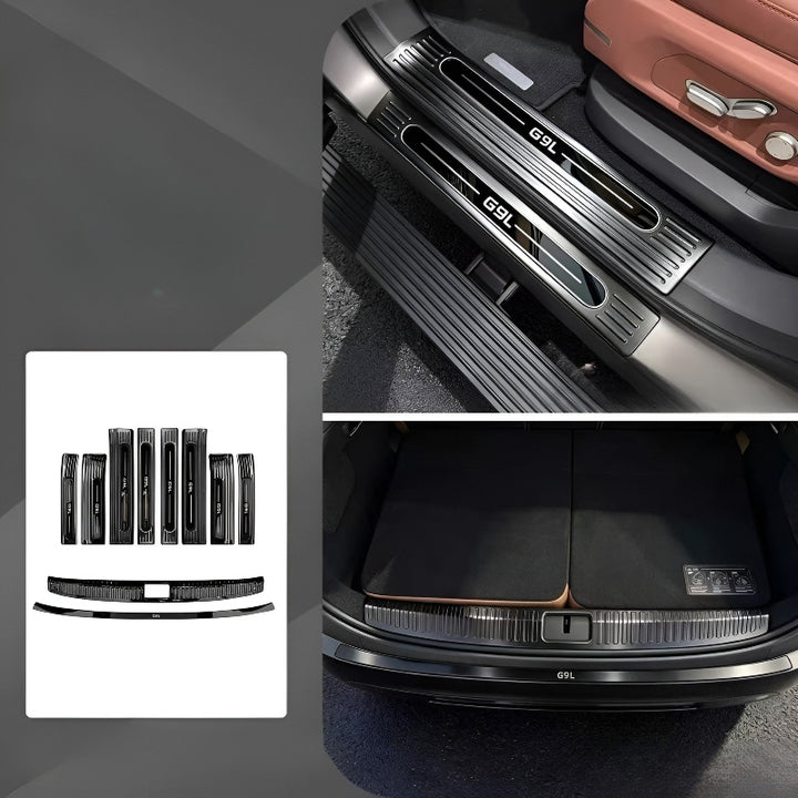 XPENG G9L Door Sill and Trunk Protection Strips 10 Pieces Black Titanium
