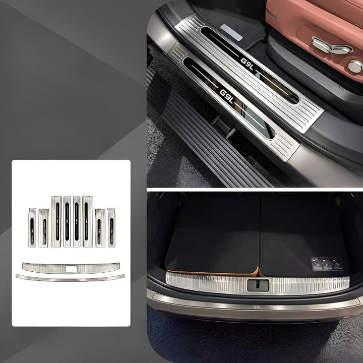 XPENG G9L Door Sill and Trunk  Protection Strips 10 Pieces Silver-Titanium