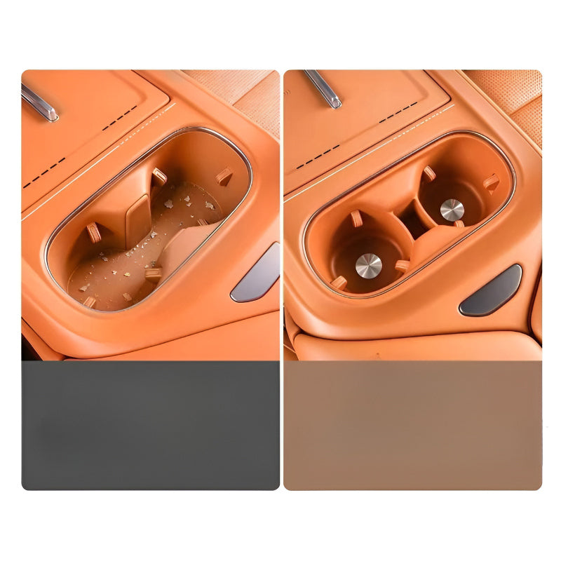 XPENG G9L Center Console Cup Holder Before and After Installation Comparison