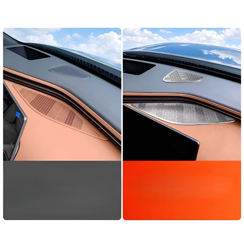 XPENG G9L Dashboard Speaker Cover Before and After Installation Comparison