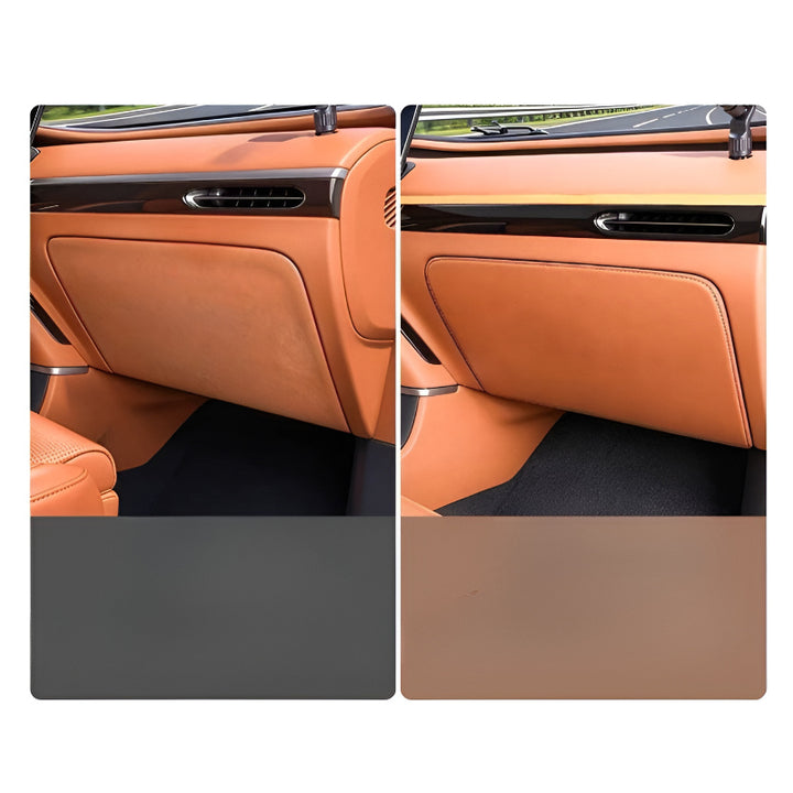XPENG G9L Passenger Side Anti-Kick Mat Before and After Installation Comparison